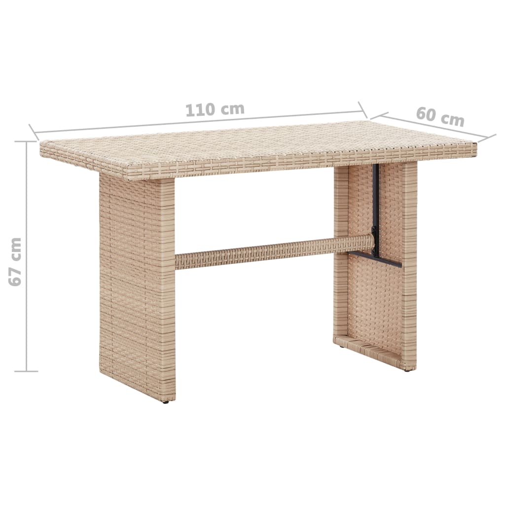 Table De Jardin 110X60X74 Cm Résine Tressée