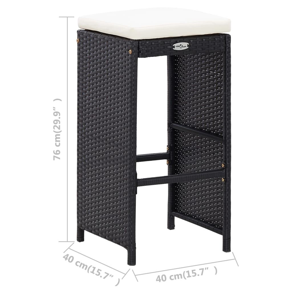 Ensemble De Bar D'extérieur 5 Pcs Résine Tressée Et Verre Noir
