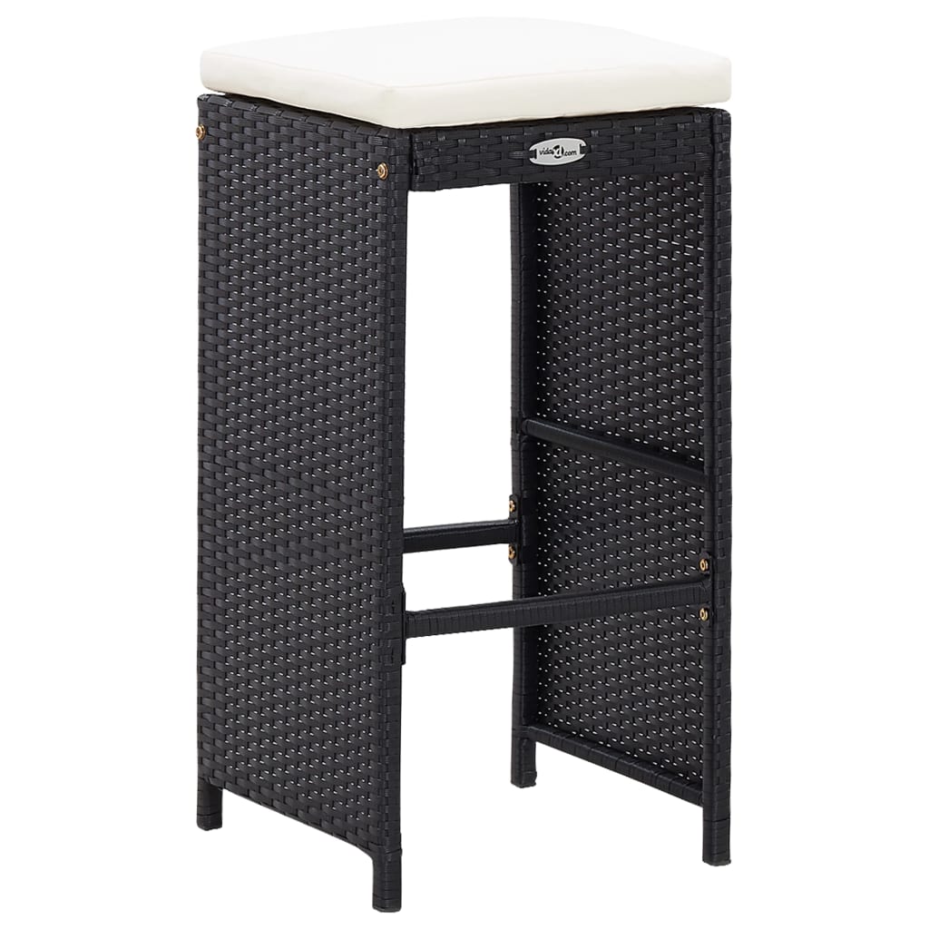 Ensemble De Bar D'extérieur 5 Pcs Résine Tressée Et Verre Noir