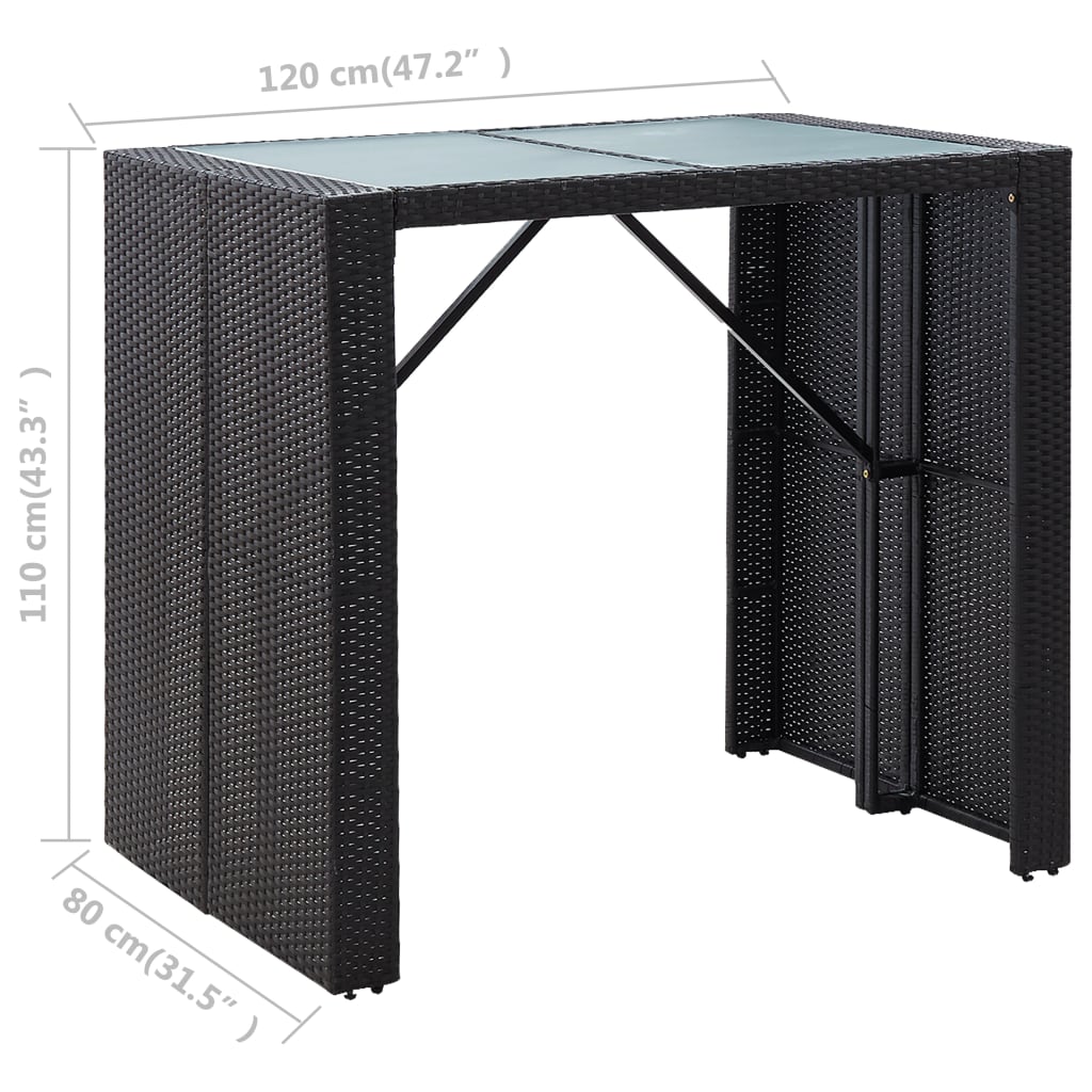 Ensemble De Bar D'extérieur 5 Pcs Résine Tressée Et Verre Noir