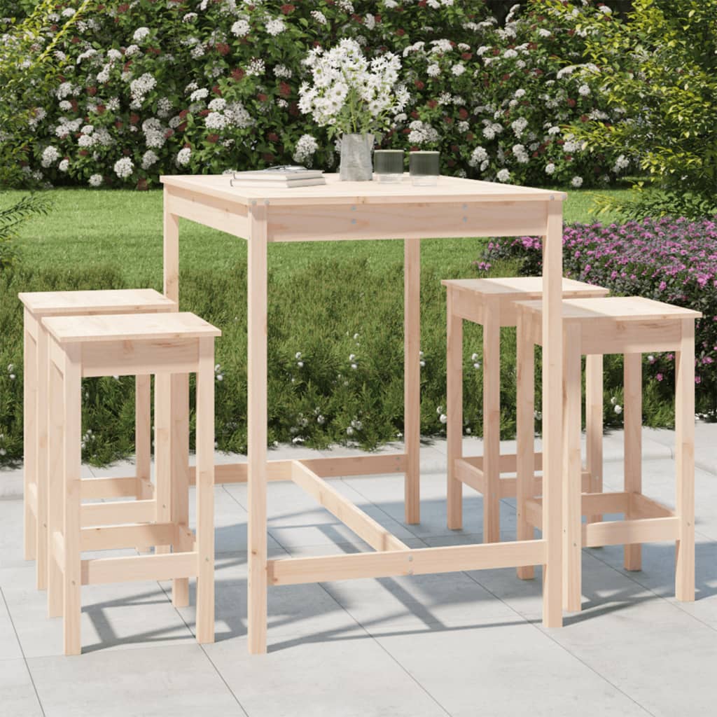 Ensemble De Bar De Jardin 5 Pcs Bois Massif De Pin
