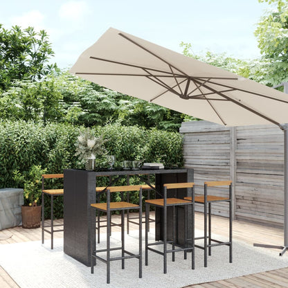 Ensemble De Bar Jardin 9 Pcs Poly Rotin/Bois Massif Acacia
