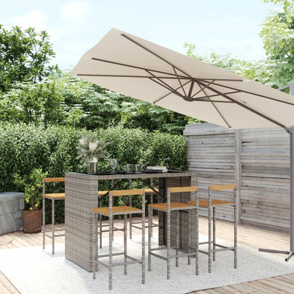 Ensemble De Bar Jardin 9 Pcs Poly Rotin/Bois Massif Acacia