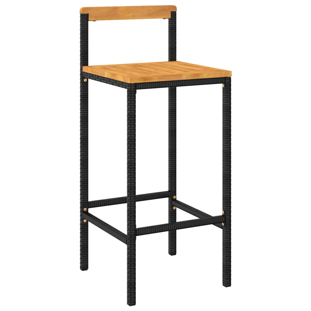 Ensemble De Bar Jardin 9 Pcs Poly Rotin/Bois Massif Acacia