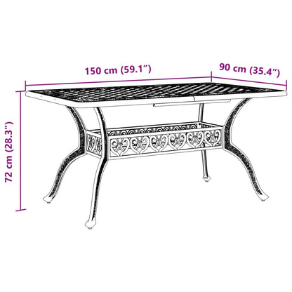 Table De Jardin 150X90X72 Cm Aluminium Coulé