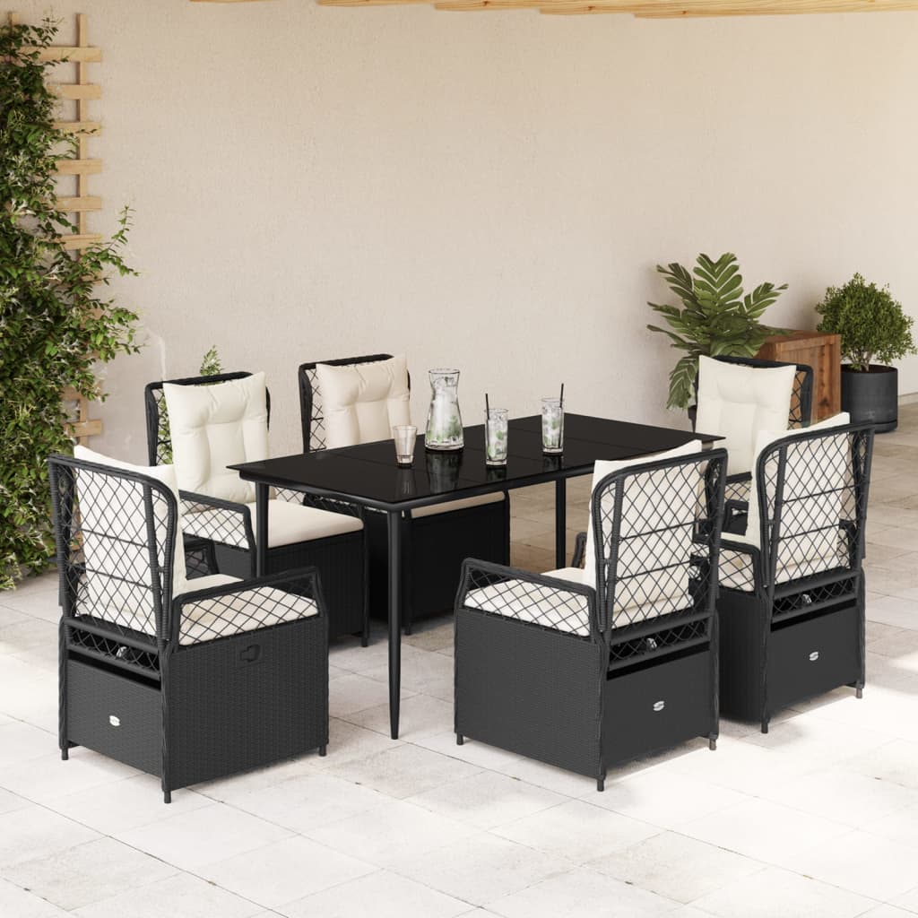 Ensemble À Manger De Jardin Et Coussins 7 Pcs Beige Poly Rotin