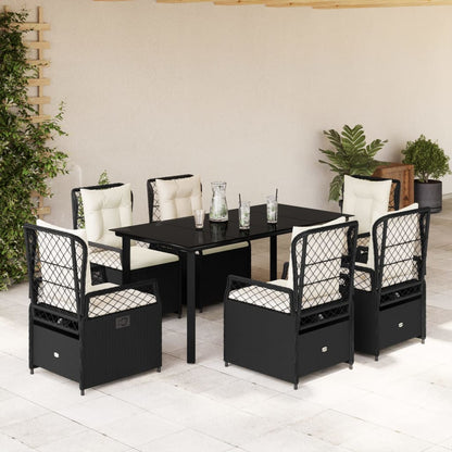 Ensemble À Manger De Jardin Et Coussins 7 Pcs Beige Poly Rotin