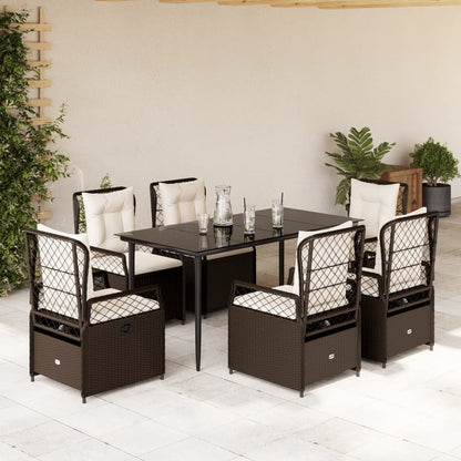 Ensemble À Manger De Jardin Et Coussins 7 Pcs Beige Poly Rotin