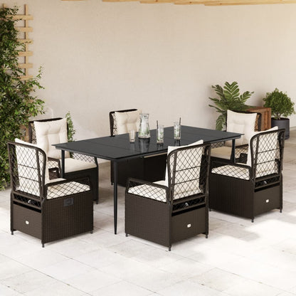 Ensemble À Manger De Jardin Et Coussins 7 Pcs Beige Poly Rotin