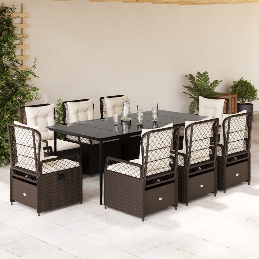 Ensemble À Manger De Jardin Et Coussins 7 Pcs Beige Poly Rotin