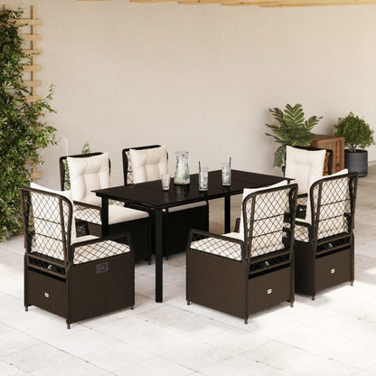 Ensemble À Manger De Jardin Et Coussins 7 Pcs Beige Poly Rotin