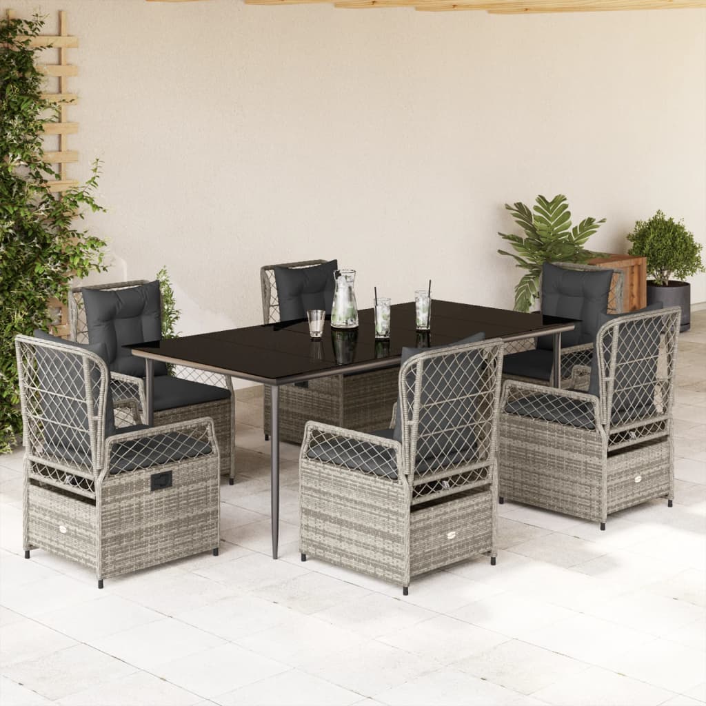 Ensemble À Manger De Jardin Et Coussins 7 Pcs Beige Poly Rotin