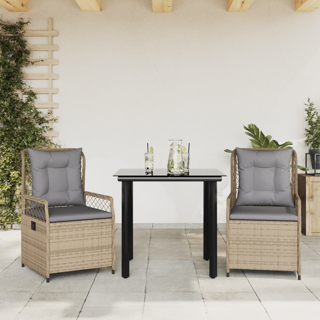 Ensemble À Manger De Jardin Et Coussins 7 Pcs Beige Poly Rotin