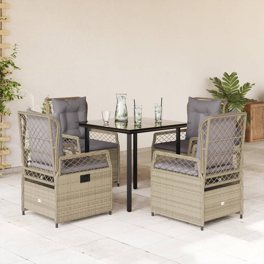 Ensemble À Manger De Jardin Et Coussins 7 Pcs Beige Poly Rotin