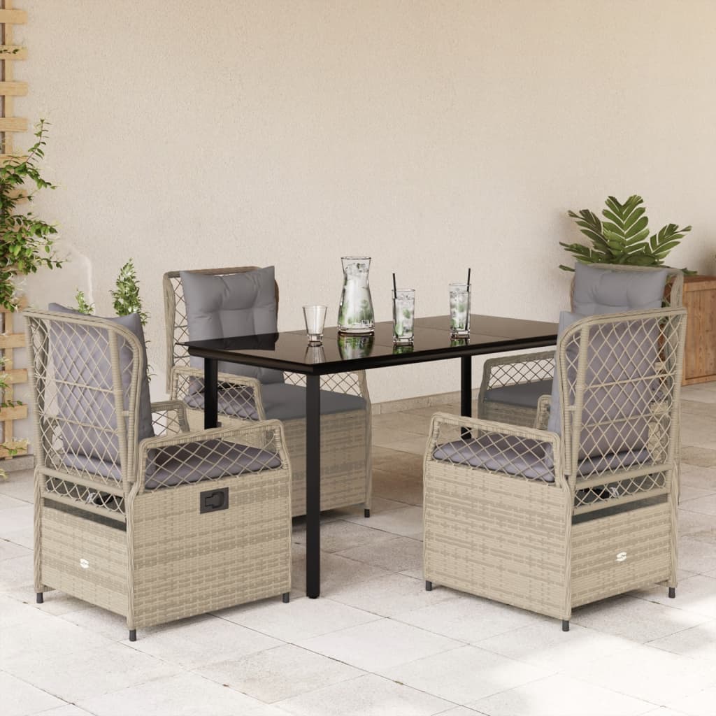 Ensemble À Manger De Jardin Et Coussins 7 Pcs Beige Poly Rotin