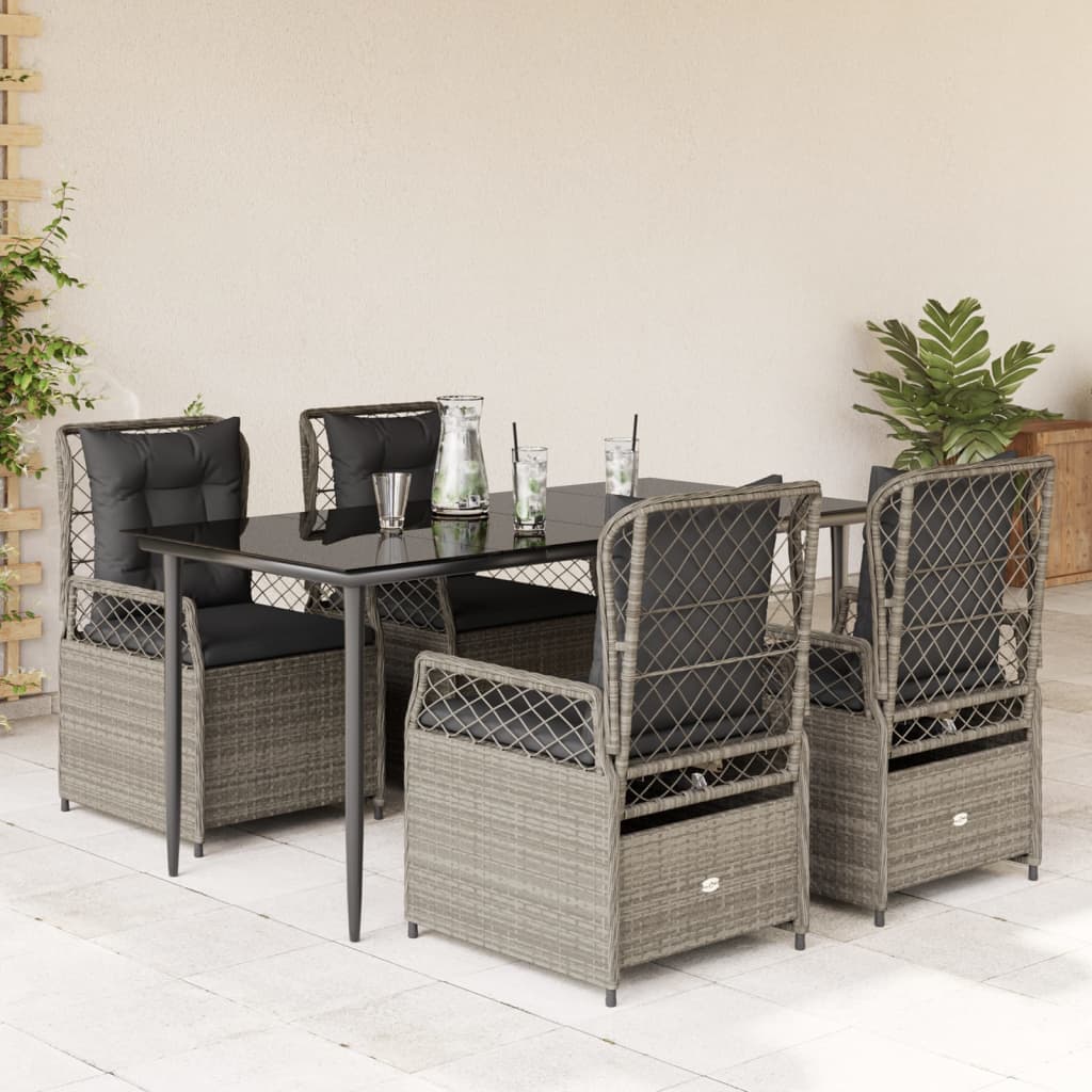 Ensemble À Manger De Jardin Et Coussins 7 Pcs Beige Poly Rotin
