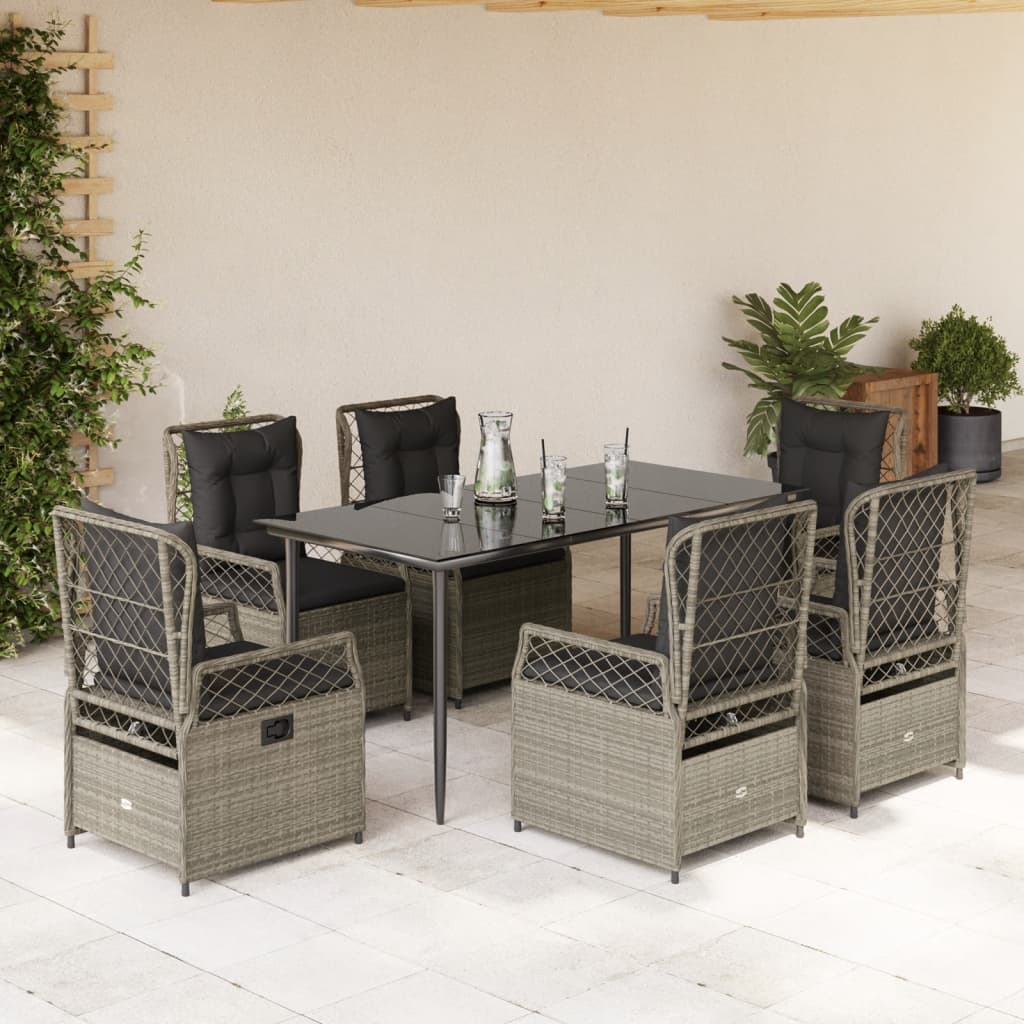 Ensemble À Manger De Jardin Et Coussins 7 Pcs Beige Poly Rotin