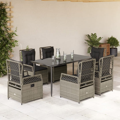 Ensemble À Manger De Jardin Et Coussins 7 Pcs Beige Poly Rotin