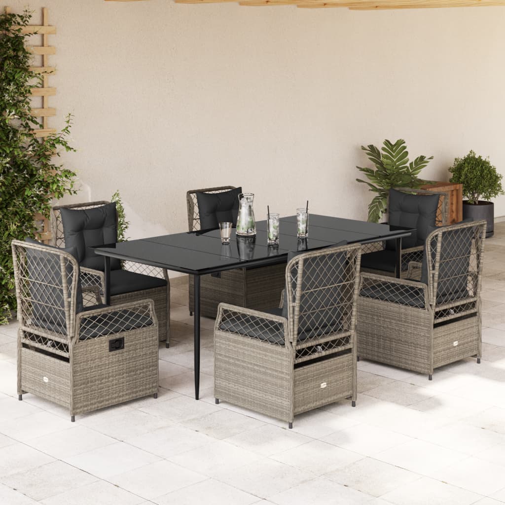Ensemble À Manger De Jardin Et Coussins 7 Pcs Beige Poly Rotin