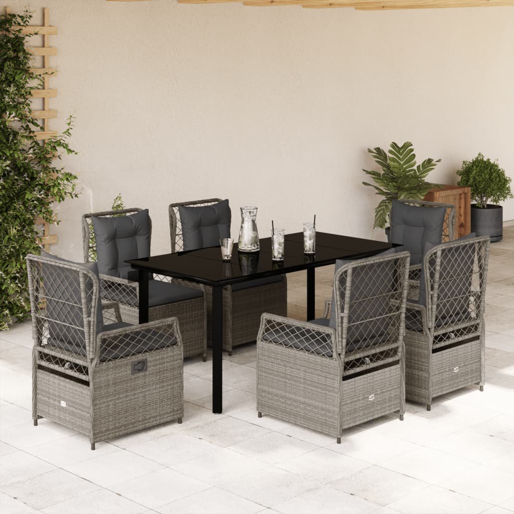 Ensemble À Manger De Jardin Et Coussins 7 Pcs Beige Poly Rotin