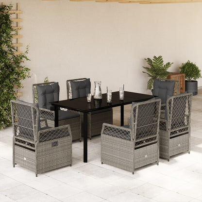 Ensemble À Manger De Jardin Et Coussins 7 Pcs Beige Poly Rotin