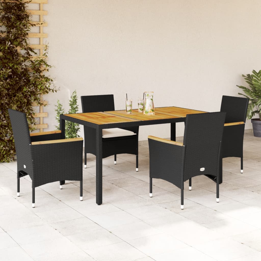 Ensemble À Manger De Jardin Et Coussins 3Pcs Rotin Acacia