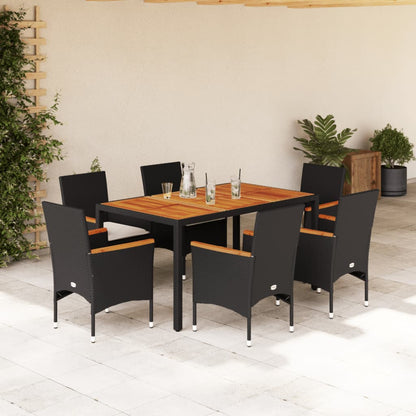 Ensemble À Manger De Jardin Et Coussins 3Pcs Rotin Acacia
