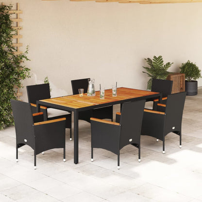 Ensemble À Manger De Jardin Et Coussins 3Pcs Rotin Acacia