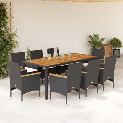 Ensemble À Manger De Jardin Et Coussins 3Pcs Rotin Acacia