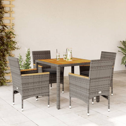 Ensemble À Manger De Jardin Et Coussins 3Pcs Rotin Acacia