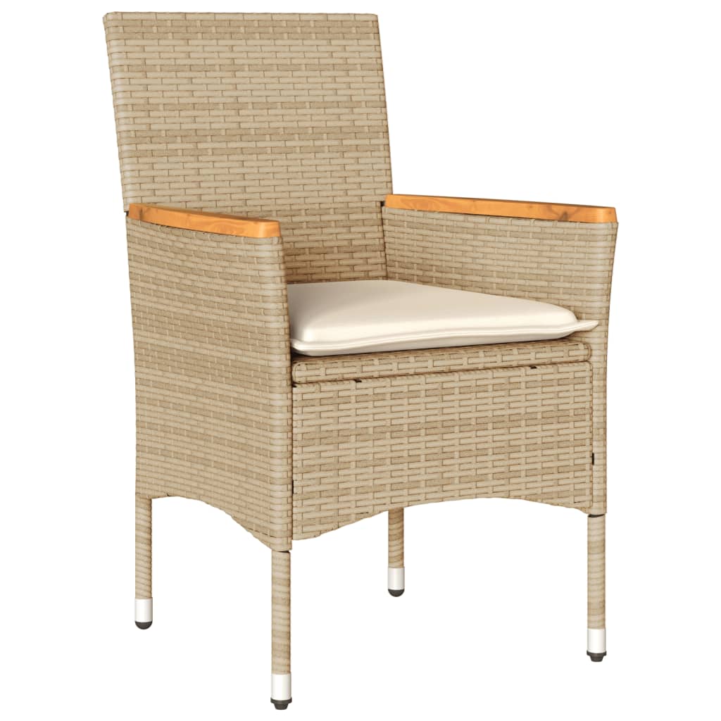Ensemble À Manger De Jardin Et Coussins 3Pcs Rotin Acacia