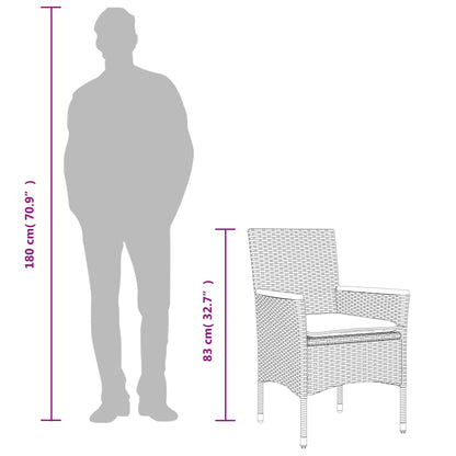 Ensemble À Manger De Jardin Et Coussins 3Pcs Rotin Acacia