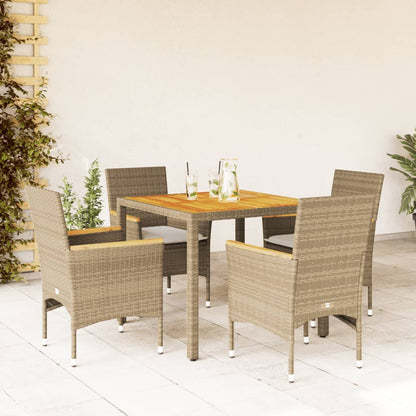 Ensemble À Manger De Jardin Et Coussins 3Pcs Rotin Acacia