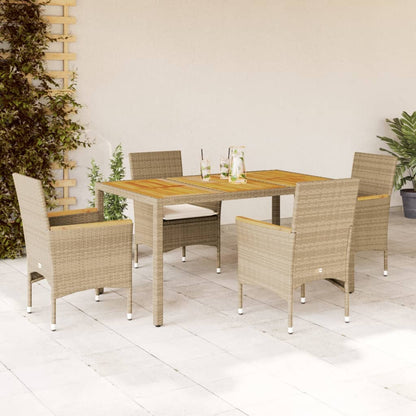 Ensemble À Manger De Jardin Et Coussins 3Pcs Rotin Acacia