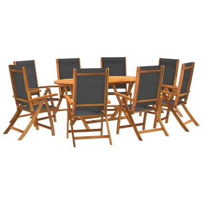 Ensemble À Manger De Jardin 9Pcs Bois D'acacia Solide Textilène