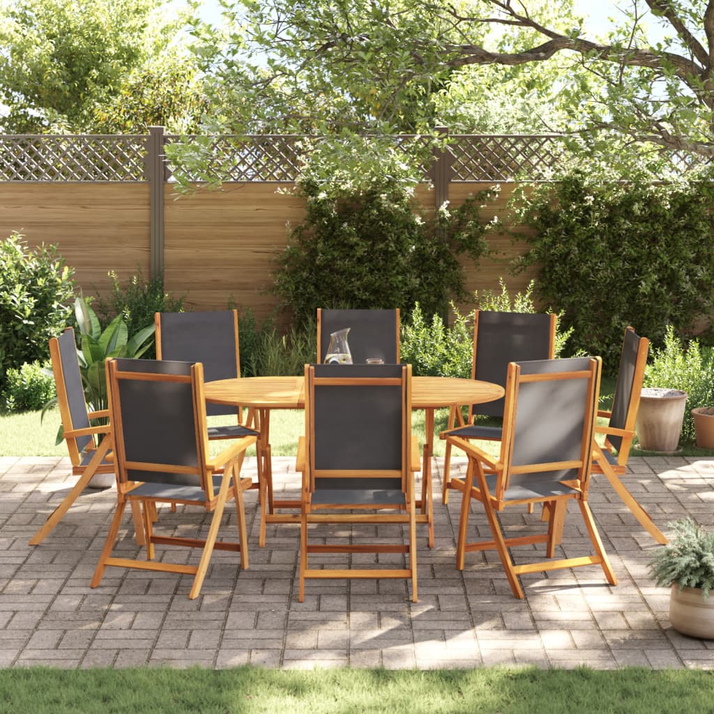 Ensemble À Manger De Jardin 9Pcs Bois D'acacia Solide Textilène