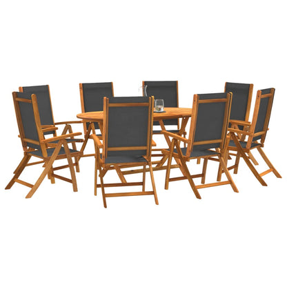 Ensemble À Manger De Jardin 9Pcs Bois D'acacia Solide Textilène