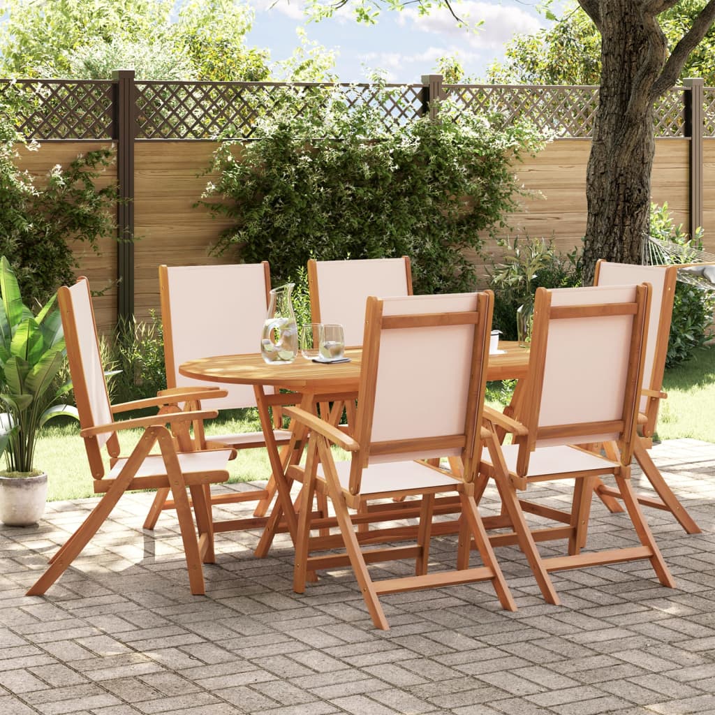 Ensemble À Manger De Jardin 9Pcs Bois D'acacia Solide Textilène