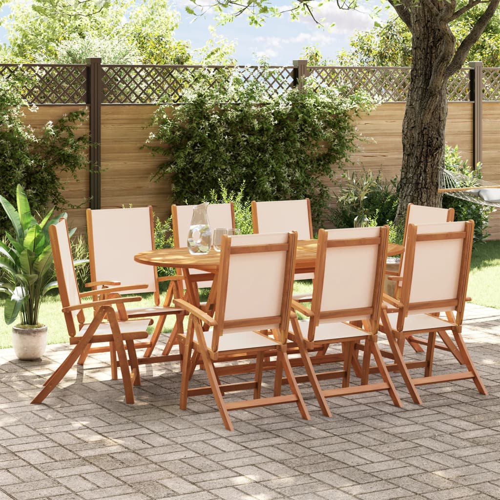 Ensemble À Manger De Jardin 9Pcs Bois D'acacia Solide Textilène