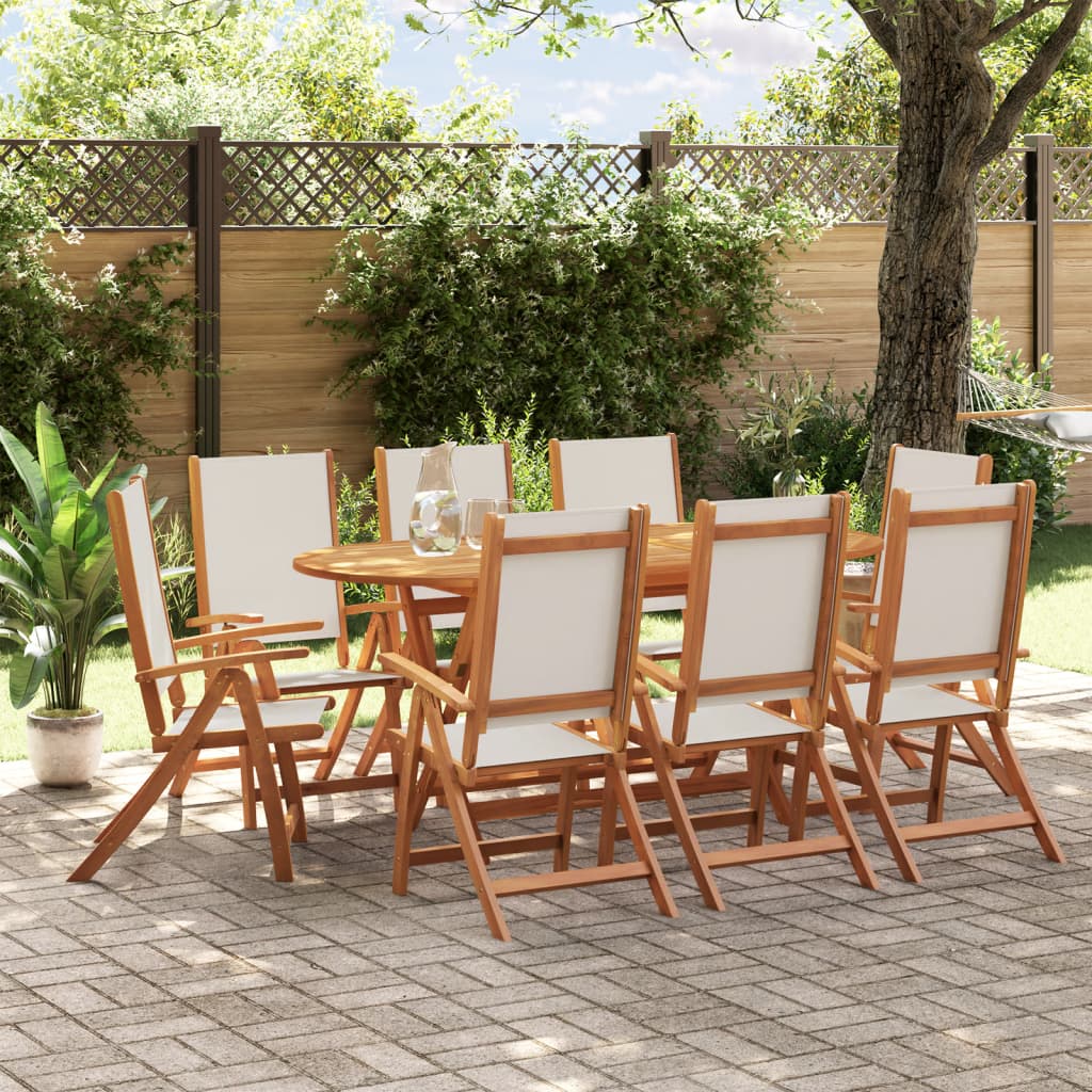 Ensemble À Manger De Jardin 9Pcs Bois D'acacia Solide Textilène
