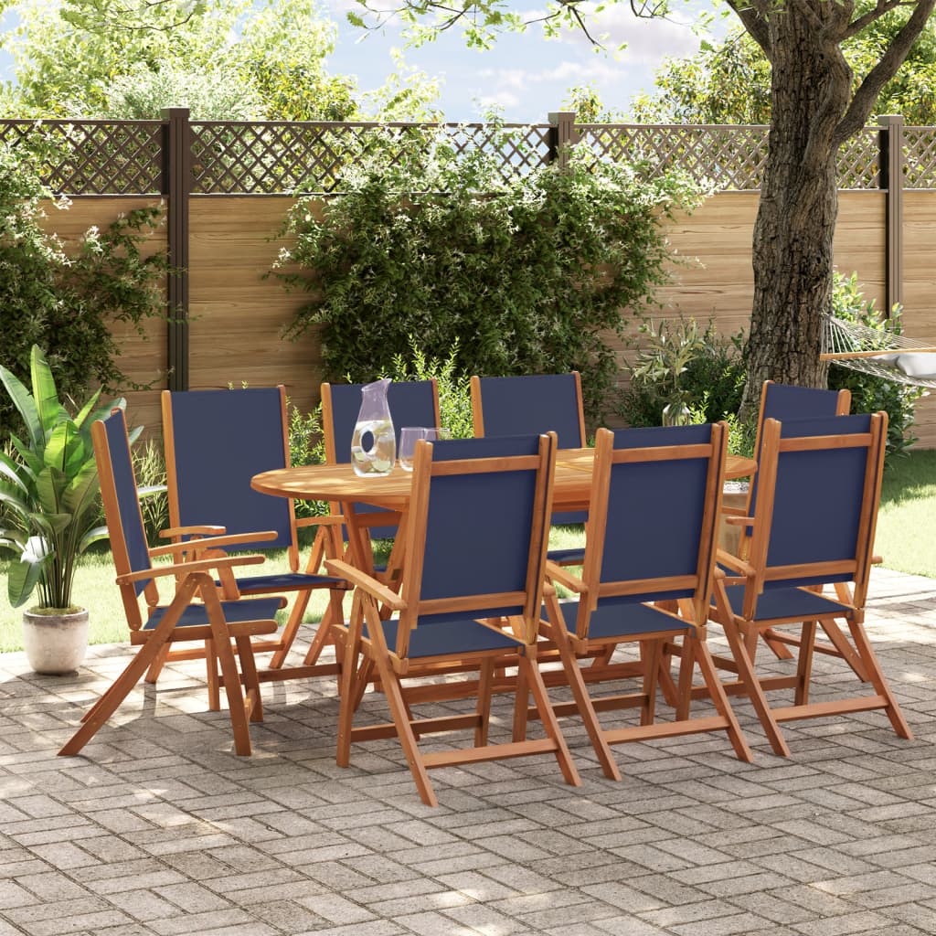 Ensemble À Manger De Jardin 9Pcs Bois D'acacia Solide Textilène