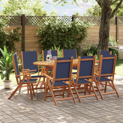 Ensemble À Manger De Jardin 9Pcs Bois D'acacia Solide Textilène