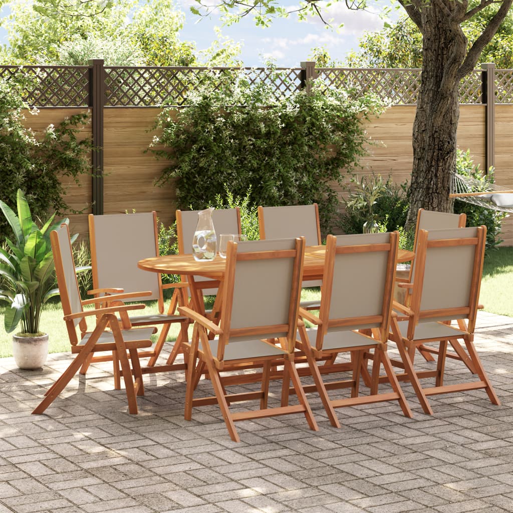 Ensemble À Manger De Jardin 9Pcs Bois D'acacia Solide Textilène