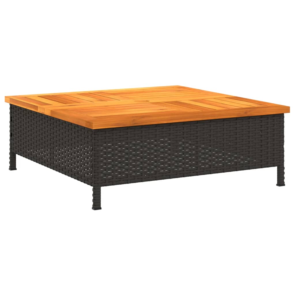 Table De Jardin 70X70X25 Cm Résine Tressée Et Bois Acacia