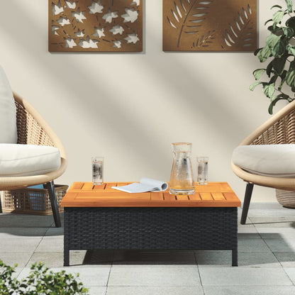Table De Jardin 70X70X25 Cm Résine Tressée Et Bois Acacia