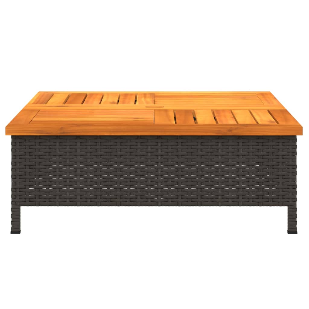 Table De Jardin 70X70X25 Cm Résine Tressée Et Bois Acacia