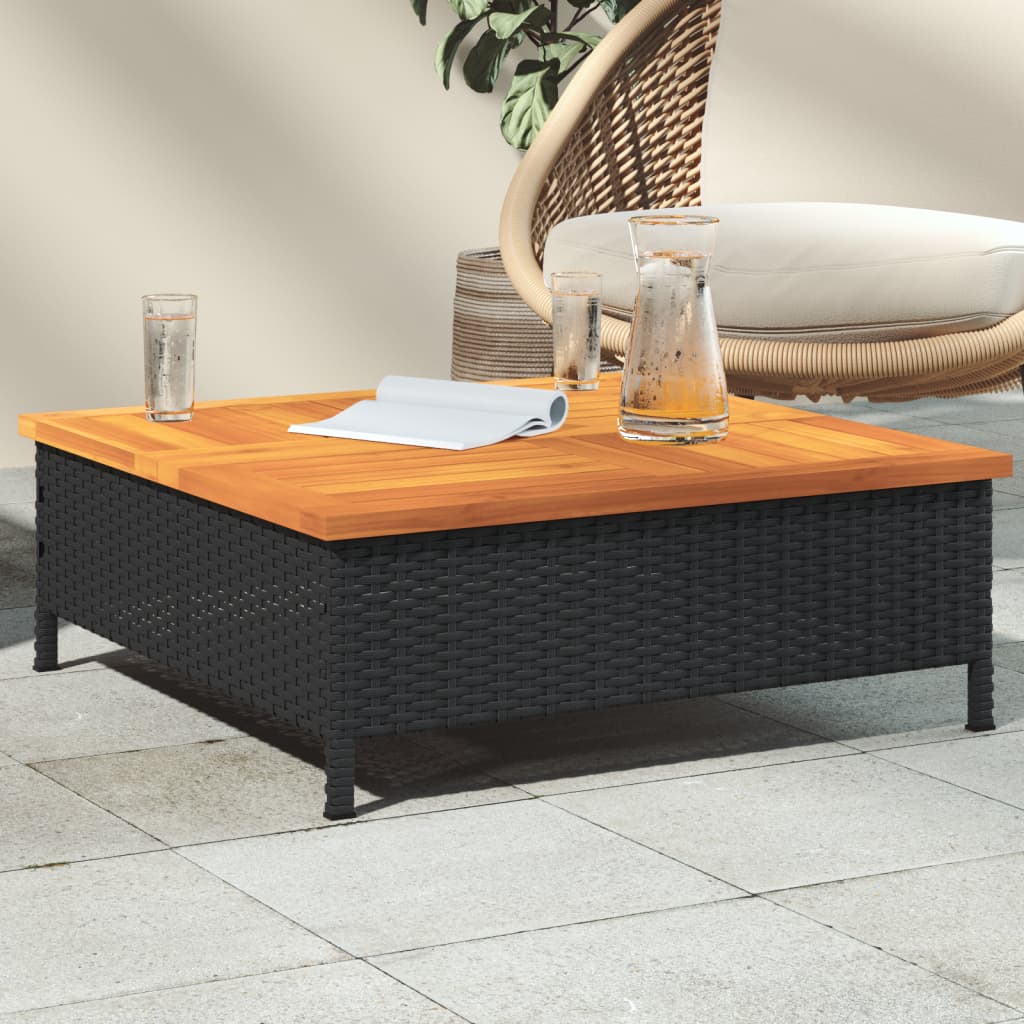 Table De Jardin 70X70X25 Cm Résine Tressée Et Bois Acacia