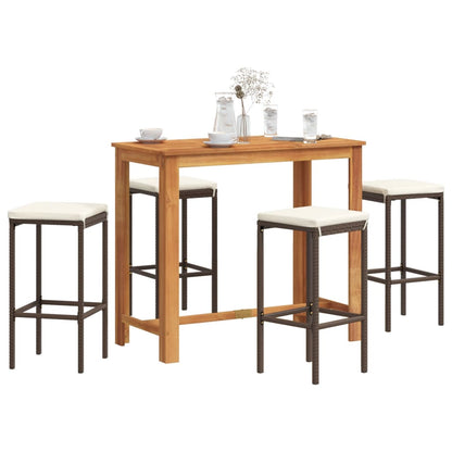 Ensemble De Bar De Jardin 5 Pcs Bois Massif Acacia Rotin