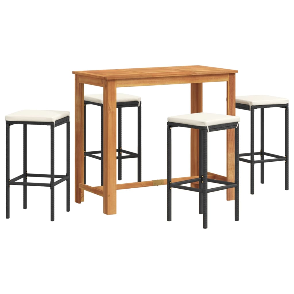 Ensemble De Bar De Jardin 5 Pcs Bois Massif Acacia Rotin