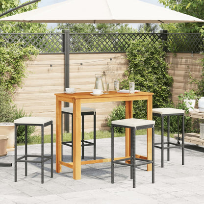 Ensemble De Bar De Jardin 5 Pcs Bois Massif Acacia Rotin